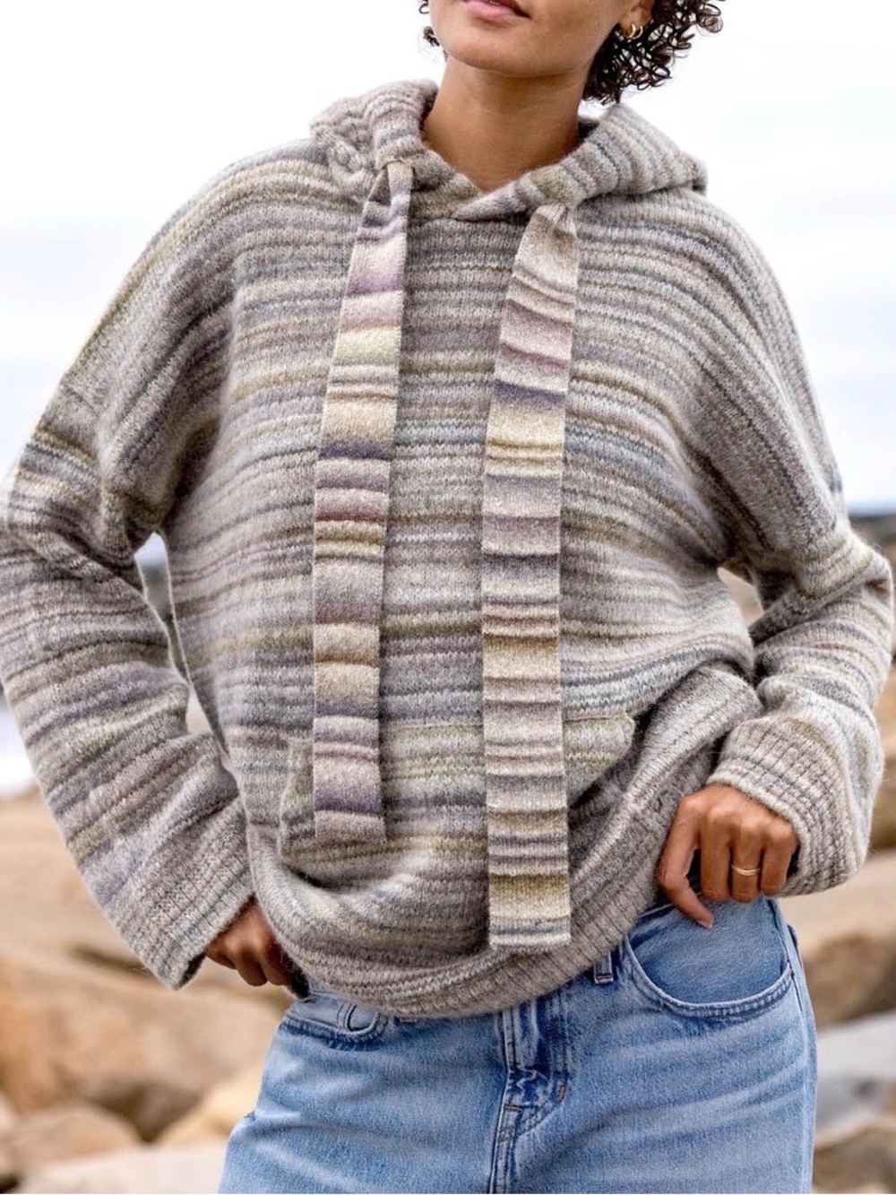 Outerknown | Horizon Striped Hooded Pullover in Soft Neutrals